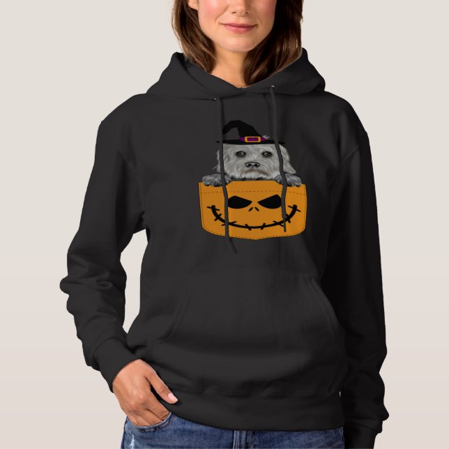 Halloween Pocket Dandie Dinmont Terrier Scary Jack Hoodie (Front)
