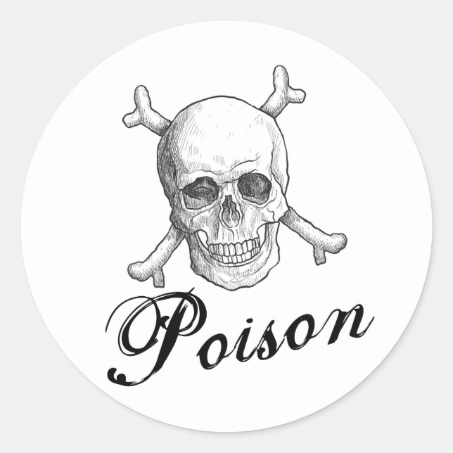 Halloween Poison Skull and Bones Classic Round Sticker (Front)