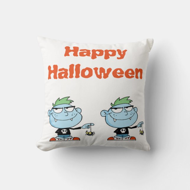 Halloween Polyester Throw Pillow 16" x 16"/Monster (Front)
