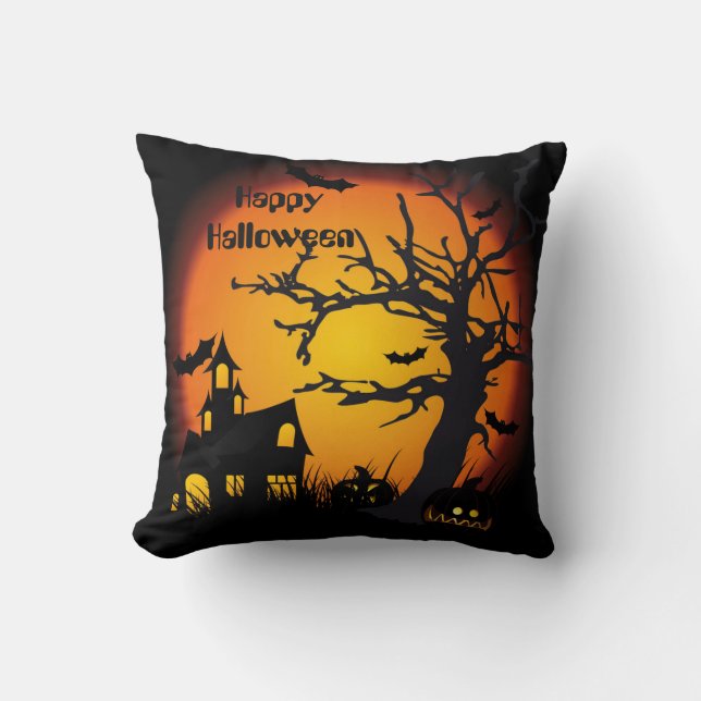 Halloween Polyester Throw Pillow 16" x 16"/Spooky (Front)