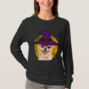 Halloween Pomeranian Witch Hat Funny T-Shirt