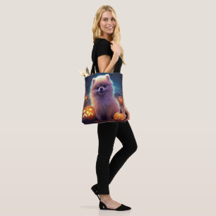 Halloween Pomeranian With Pumpkins Scary Tote Bag