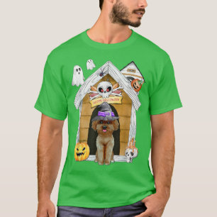 Halloween Poodle Dog Witch Haunted House T-Shirt