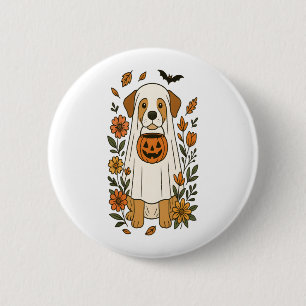 Halloween Poodle with Fall Flowers 6 Cm Round Badge