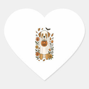Halloween Poodle with Fall Flowers Heart Sticker