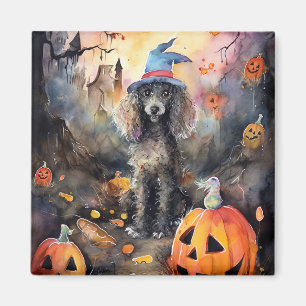  Halloween Poodle With Pumpkins Scary Magnet