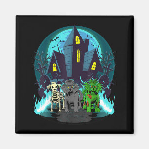 Halloween Poodles Zombie Skeleton Black Poodle Dog Magnet