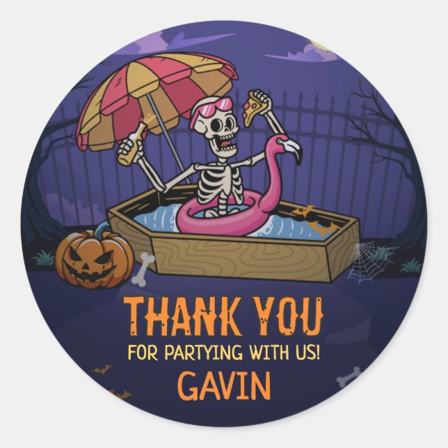 Halloween Pool Summerween Birthday Classic Round Sticker (Front)