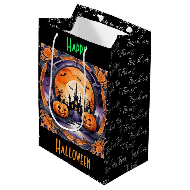 Halloween Popular Pumpkin Autumn Collection Medium Gift Bag (Front Angled)
