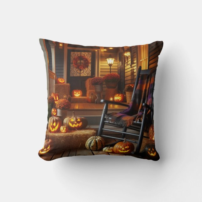 Halloween Porch & Black Rocker Cushion (Front)