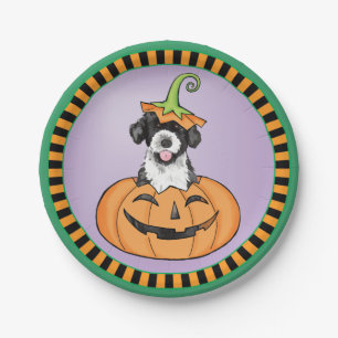 Halloween Portuguese Water Dog Paper Plate