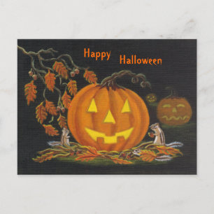 Halloween,postcard,chipmunk,Jack-o-Lantern Postcard