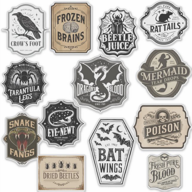 Halloween Potion Bottle Assortment Labels (Front)