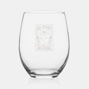 Halloween Potion Trick or Brew Vintage Engraved Hu Stemless Wine Glass