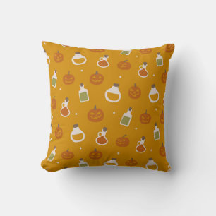 Halloween Potions and Pumpkins Pattern Cushion