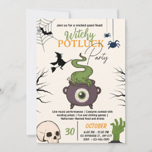 Halloween Potluck Party Invitation Card