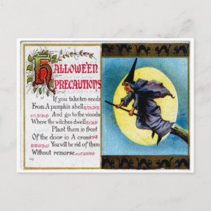 Hallowe'en Precautions Postcard
