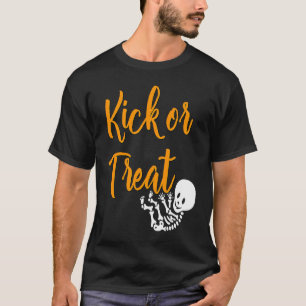 Halloween Pregnancy Kick Or Treat Skeleton Baby Pr T-Shirt