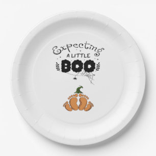 Halloween Pregnancy Mum To Be Expecting Little Boo Paper Plate