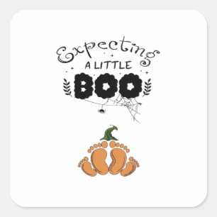 Halloween Pregnancy Mum To Be Expecting Little Boo Square Sticker