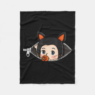 Halloween Pregnancy Shirt - Black Cat Ears Baby Fleece Blanket