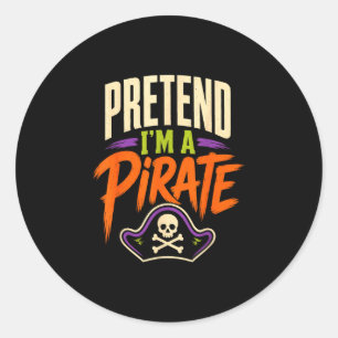 Halloween pretend a pirate funny costume skull classic round sticker
