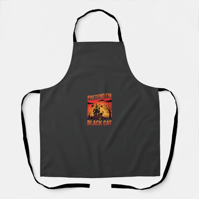 Halloween Pretend I'm Black Cat Haunted House Grap Apron (Front)