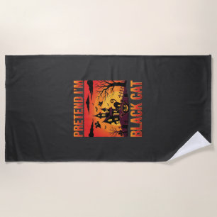 Halloween Pretend I'm Black Cat Haunted House Grap Beach Towel