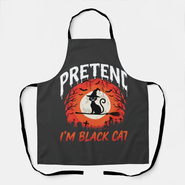 Halloween Pretend Im Black Cat Witch Apron (Front)