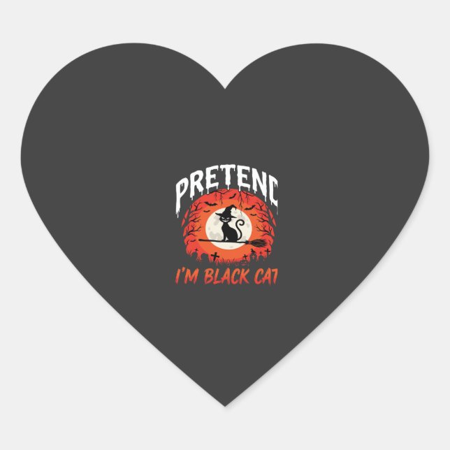 Halloween Pretend Im Black Cat Witch Heart Sticker (Front)