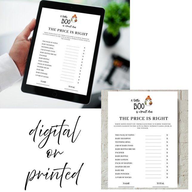 Halloween Price is Right Baby Shower Game Card (Creator Uploaded)