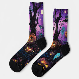 Halloween Print, Pumpkin, Bright colours Socks