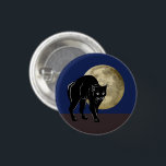 Halloween Prowling Black Cat On A Full Moon Night 3 Cm Round Badge<br><div class="desc">Button Pin fashion statement accessory printed with a Halloween Prowling Black Cat On A Full Moon Night hand drawn graphic artwork drawing design illustration by TheFabricSeal print on demand shop at Zazzle.com #ZazzleMade ©️Original. https://www.zazzle.com/store/thefabricseal This Halloween classic looking vintage yet modern contemporary style art piece features a creamy golden yellow...</div>