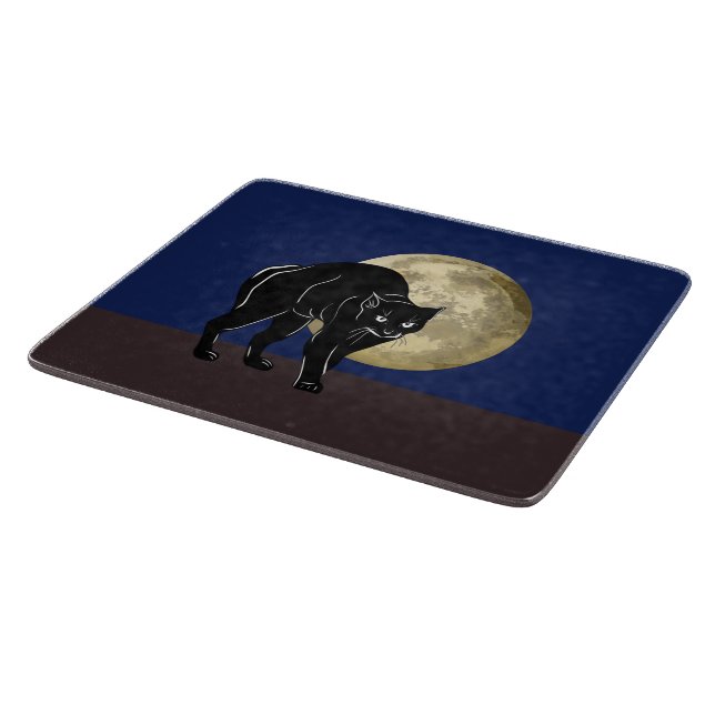 Halloween Prowling Black Cat On A Full Moon Night Cutting Board (Corner)