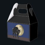 Halloween Prowling Black Cat On A Full Moon Night  Favour Box<br><div class="desc">Gable Style Shaped Party Favour Gift Box printed with a Halloween Prowling Black Cat On A Full Moon Night hand drawn graphic artwork drawing design illustration by TheFabricSeal print on demand shop at Zazzle.com #ZazzleMade ©️Original. https://www.zazzle.com/store/thefabricseal This Halloween classic looking vintage yet modern contemporary style art piece features a creamy...</div>