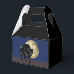 Halloween Prowling Black Cat On A Full Moon Night  Favour Box<br><div class="desc">Gable Style Shaped Party Favour Gift Box printed with a Halloween Prowling Black Cat On A Full Moon Night hand drawn graphic artwork drawing design illustration by TheFabricSeal print on demand shop at Zazzle.com #ZazzleMade ©️Original. https://www.zazzle.com/store/thefabricseal This Halloween classic looking vintage yet modern contemporary style art piece features a creamy...</div>