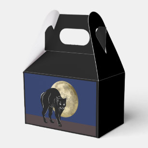 Halloween Prowling Black Cat On A Full Moon Night  Favour Box