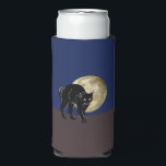 Halloween Prowling Black Cat On A Full Moon Night Seltzer Can Cooler<br><div class="desc">Seltzer Can Cooler Koozie Sleeve printed with a Halloween Prowling Black Cat On A Full Moon Night hand drawn graphic artwork drawing design illustration by TheFabricSeal print on demand shop at Zazzle.com #ZazzleMade ©️Original. https://www.zazzle.com/store/thefabricseal This Halloween classic looking vintage yet modern contemporary style art piece features a creamy golden yellow...</div>