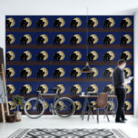 Halloween Prowling Black Cat On A Full Moon Night Wallpaper<br><div class="desc">Peel And Stick Vinyl Wallpaper home decor accessory, wall art, wall cover and wall treatment product printed with a Halloween Prowling Black Cat On A Full Moon Night hand drawn graphic artwork drawing design illustration by TheFabricSeal print on demand shop at Zazzle.com #ZazzleMade ©️Original. https://www.zazzle.com/store/thefabricseal This Halloween classic looking vintage...</div>