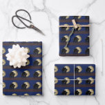 Halloween Prowling Black Cat On A Full Moon Night Wrapping Paper Sheet<br><div class="desc">Gift Giving Package Wrapping Paper set of 3 sheets printed with a Halloween Prowling Black Cat On A Full Moon Night hand drawn graphic artwork drawing design illustration by TheFabricSeal print on demand shop at Zazzle.com #ZazzleMade ©️Original. https://www.zazzle.com/store/thefabricseal This Halloween classic looking vintage yet modern contemporary style art piece features...</div>