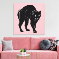 Halloween Prowling Black Cat Silhouette Drawing