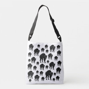 Halloween Prowling Black Cat Silhouette Drawing Crossbody Bag