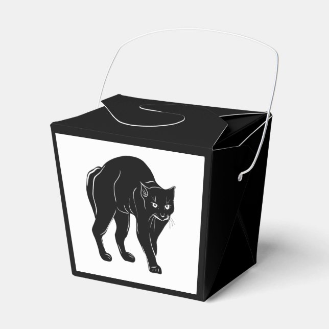 Halloween Prowling Black Cat Silhouette Drawing Favour Box (Front Side)