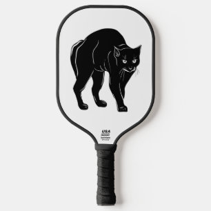 Halloween Prowling Black Cat Silhouette Drawing Pickleball Paddle