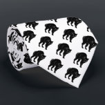 Halloween Prowling Black Cat Silhouette Drawing Tie<br><div class="desc">Neck Tie business suit and casual fun fashion statement apparel attire accessory printed with a Halloween Prowling Black Cat Silhouette Drawing hand drawn graphic artwork drawing design illustration by TheFabricSealTieShop print on demand shop at Zazzle.com #ZazzleMade ©️Original. https://www.zazzle.com/store/thefabricsealtieshop This Halloween classic looking vintage yet modern contemporary simple minimalist style art...</div>