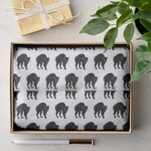 Halloween Prowling Black Cat Silhouette Drawing Tissue Paper