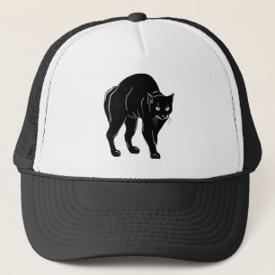 Halloween Prowling Black Cat Silhouette Drawing Trucker Hat