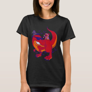 Halloween pug and dinosaur t-shirt design Funny D