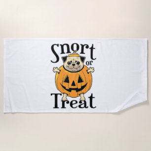 Halloween Pug Beach Towel