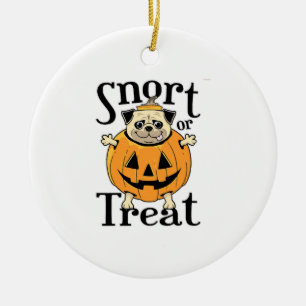 Halloween Pug Ceramic Tree Decoration